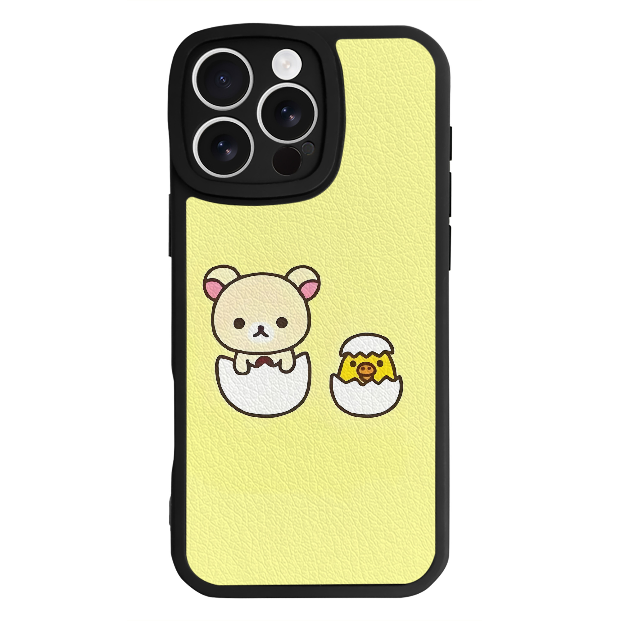 （画像用） リラックマ リラックマ キイロイトリ Rilakkuma Korilakkuma Kiiroitori 【iPhone 16シリーズ対応】シリコンスマホケース（レザー調） 材質：シリコン